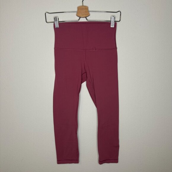 Lululemon Pink Align Cropped Leggings 4 Athletic Activewear Stretch Gym Pull On - Picture 1 of 5